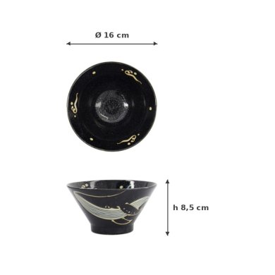Rice Bowl Kawaii Black Whale, Porcelain, Ø 16 cm, Item No. 33946