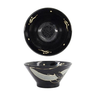 Rice Bowl Kawaii Black Whale, Porcelain, 1.25 L
