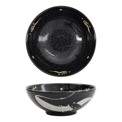 Ramen Bowl Kawaii Black Whale, Porcelain, 1.45 L