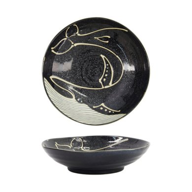 Pasta Plate Kawaii Black Whale, Porcelain, &Oslash; 20.8 cm, 650 ml