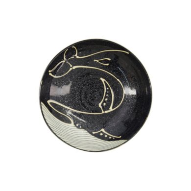 Pasta Plate Kawaii Black Whale, Porcelain, Ø 20.8 cm, 650 ml, Item No. 33950