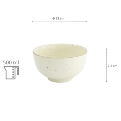 TDS, Okonomi Bowl, Shirogesho, Ø 13 x 7.2 cm 500ml, Beige - Item No. 33962