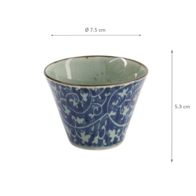 TDS, Mashiko Espresso Cup, Karakusa, Ø 7.5x5.3 cm, Blue, Item No. 34017