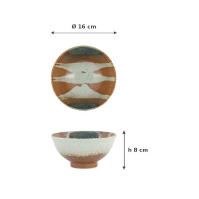 Rice Bowl with Rim Suisho Aka-cha Brown, Porcelain, 600 ml, Item No. 34253