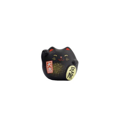 Lucky Cat Black, Earthenware, 5.5 cm, Item No. 6119