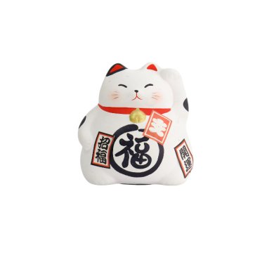 Lucky Cat White, Earthenware, 9 cm, Item No. 6128