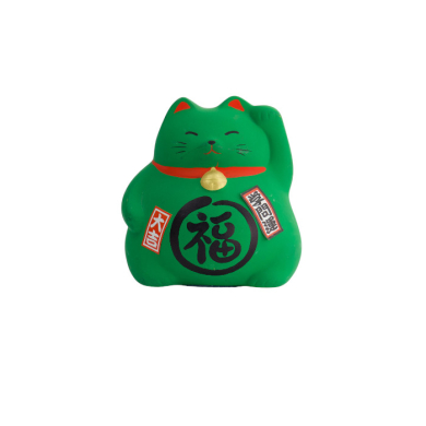 Lucky Cat Green, Earthenware, 9 cm, Item No. 6131
