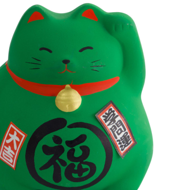 Lucky Cat Green, Earthenware, 9 cm, Item No. 6131