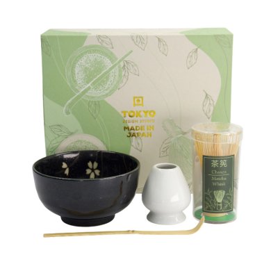 TDS, Matcha Schale Geschenkset, 4-tlg., 12,7x7cm, Sakura Black, Art.-Nr. 617416