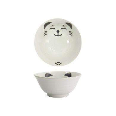 Reisschale Kawaii Cat Neko Wei&szlig;, Porzellan, 500 ml