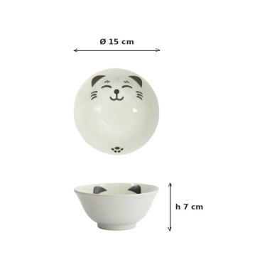 Reisschale Kawaii Cat Neko Weiß, Porzellan, 500 ml, Art.-Nr. 617591
