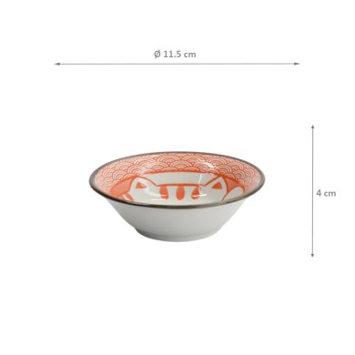 TDS, Saucenschale, Kawaii Lucky Cat Neko, Seikaiha-Neko Red, Ø 11,5x4cm - Art Nr. 617706