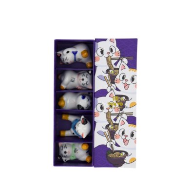 Essstäbchenablagen-Set Kawaii Ramen Cat Bunt, 5-tlg., Porzellan, Art.-Nr. 618055