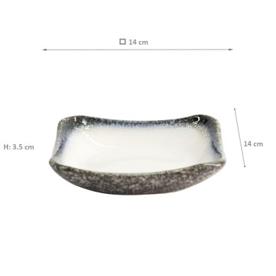 TDS, Square Plate, Tajimi, 14 x 14 cm, Item No. 7455