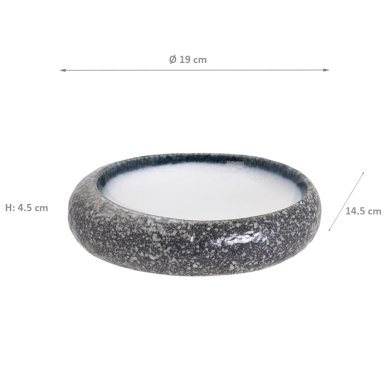 Rectangular Plate Tajimi Grey, White, Stoneware, 19 × 14.5 × 4.5 cm, Item No. 7459