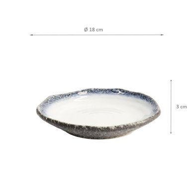 Teller Tajimi Blau/Grau/Weiß, Steinzeug, Ø 18 cm, Art.-Nr. 7992