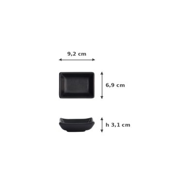 Sauce Bowl Black, Melamine, 9.2 × 6.9 × 3.1 cm, Item No. 8017
