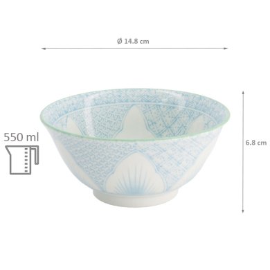 TDS, Schale, Lily Flower Oriental HB, Mixed Bowls, Hell Blau, Ø 14.8x6.8 cm 550ml - Art Nr: 8967