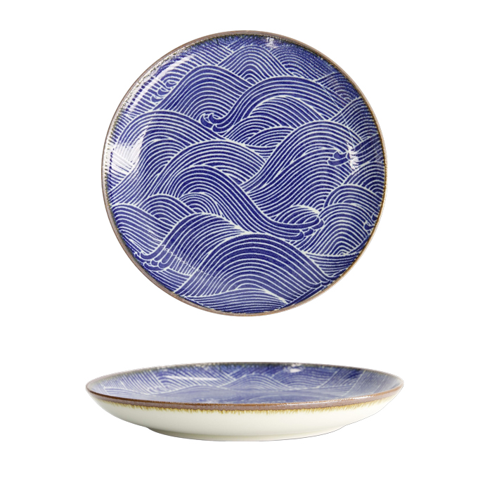 Tokyo Design Studio Seigaiha Blue Plate 21.5x3cm