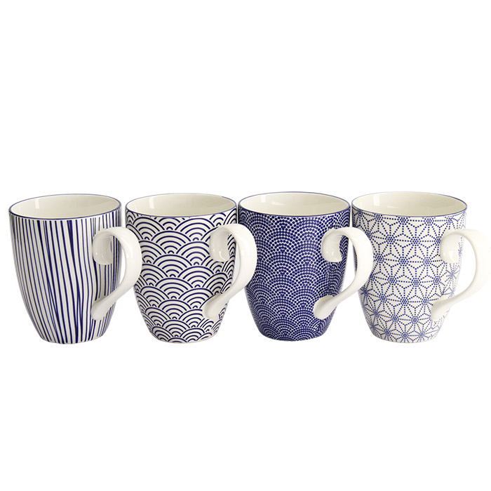 Mug Set, 4 pcs, Giftset, Nippon Blue, Ø 8.5 x 10.2 cm 380 ml, Item 