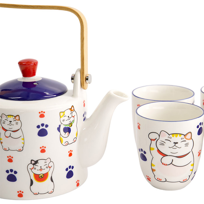 Japanese Cute Cat Tea Pot and Cup