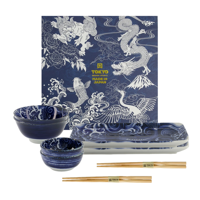 Miya Company Sendan Blue Sushi Set