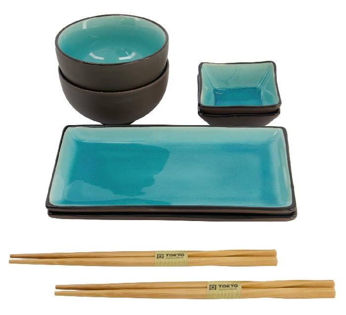 Sushi Set, Glassy Turquoise, 8pcs, Item No. 8154 - TDS
