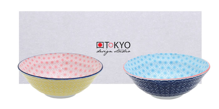TOKYO design studio 2 Schalen Set Star Wave Ø 21 cm 2-tlg. Porzellan aus Japan