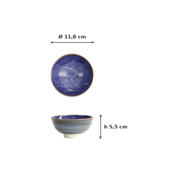 Bowl Seigaiha Blue, Porcelain, 300 ml, Item No. 14154