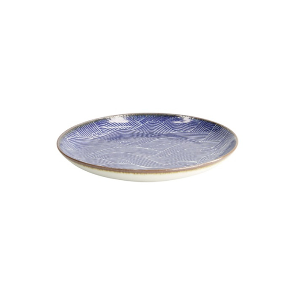 Teller Seigaiha Blau/Braun, Porzellan, Ø 21,5 cm, Art.-Nr. 14209