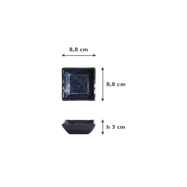 Square Sauce Bowl Cobalt Blue, Porcelain, 8.8 × 8.8 × 3 cm, Item No. 14321