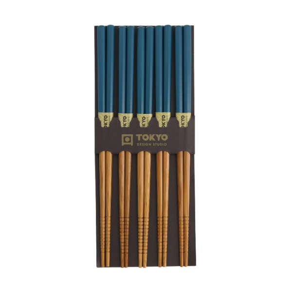 Bamboo Petrol 5 Paar Essstäbchen bei Tokyo Design Studio