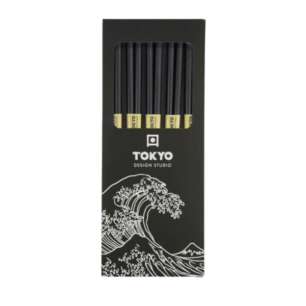 TDS, Chopstick Set, Bamboo Black, 5 pair, Item No. 14461