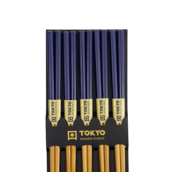 TDS, Chopstick Set, Bamboo Blue, 5 pair, Item No. 14462