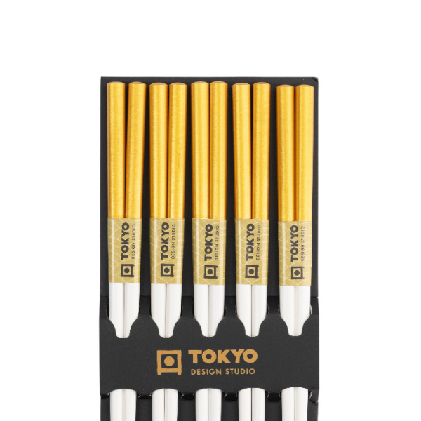 TDS, 5 Paar Essstäbchen, Bamboo Gold/weiß, Art.-Nr. 14698
