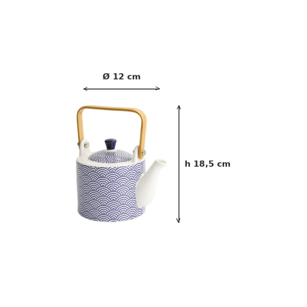 Teapot Nippon Blue Waves Blue, White, Porcelain, 800 ml, Item No. 15635