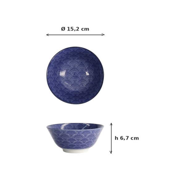 Tayo Bowl Nippon Blue Dots, Porcelain, 500 ml, Item No. 16007