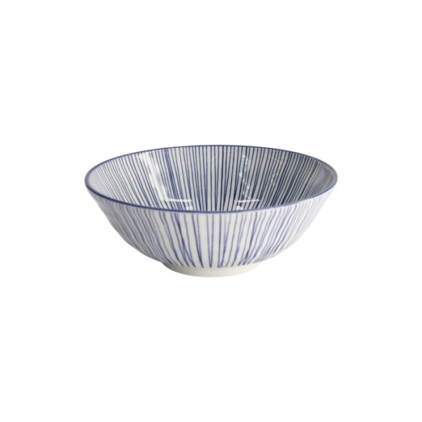 Ramen Bowl Nippon Blue Lines, Porcelain, 1 L, Item No. 16015