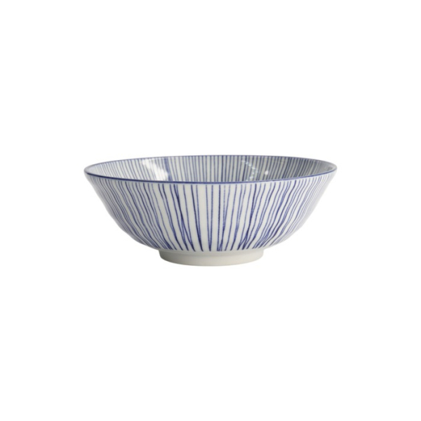 Ramen Bowl Nippon Blue Lines, Porcelain, 1 L, Item No. 16015
