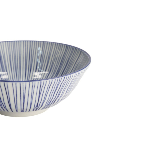 Ramen Bowl Nippon Blue Lines, Porcelain, 1 L, Item No. 16015