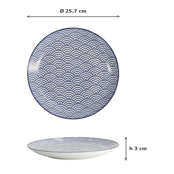 Teller Nippon Blue Waves, Porzellan, Ø 25,7 cm, Art.-Nr. 16024