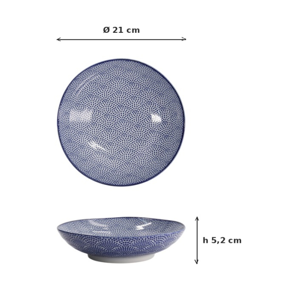 Pasta Plate Nippon Blue Dots, Porcelain, Ø 21 cm, Item No. 16028