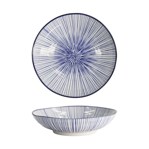 Pasta Plate Nippon Blue Lines, Porcelain, &Oslash; 21 cm