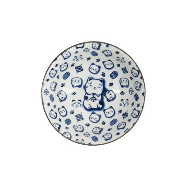 Ramen Bowl Kawaii Lucky Cat Neko Blue, White, Porcelain, 1 L, Item No. 16125