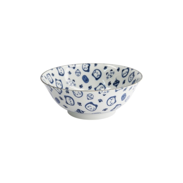 Ramen Bowl Kawaii Lucky Cat Neko Blue, White, Porcelain, 1 L, Item No. 16125
