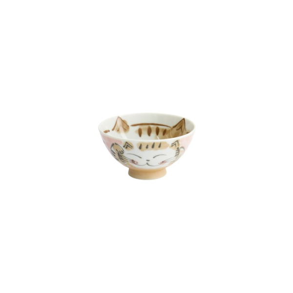 Rice Bowl Fuku Cat Neko Kawaii Pink, Porcelain, 300 ml, Item No. 16297