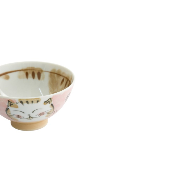Rice Bowl Fuku Cat Neko Kawaii Pink, Porcelain, 300 ml, Item No. 16297