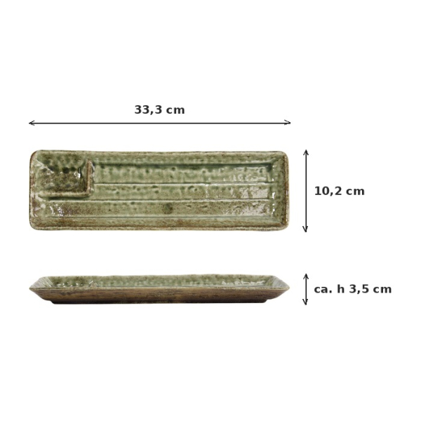 Servierplatte mit Fächern Mino Craft Yamasan Grün, Porzellan, 33,3 × 10,2 cm, Art.-Nr. 16304