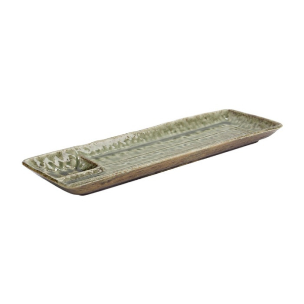 Servierplatte mit Fächern Mino Craft Yamasan Grün, Porzellan, 33,3 × 10,2 cm, Art.-Nr. 16304