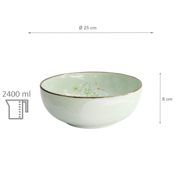 TDS, Bowl, Green Cosmos, Ø 25x8cm 2500ml, Item No. 16505